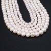 Boho Handmade Near-round Pearl AA White Natural Freshwater Pearls Beads for Jewelry Making DIY Necklace Accessories, Mother's Day Crafts 36cm