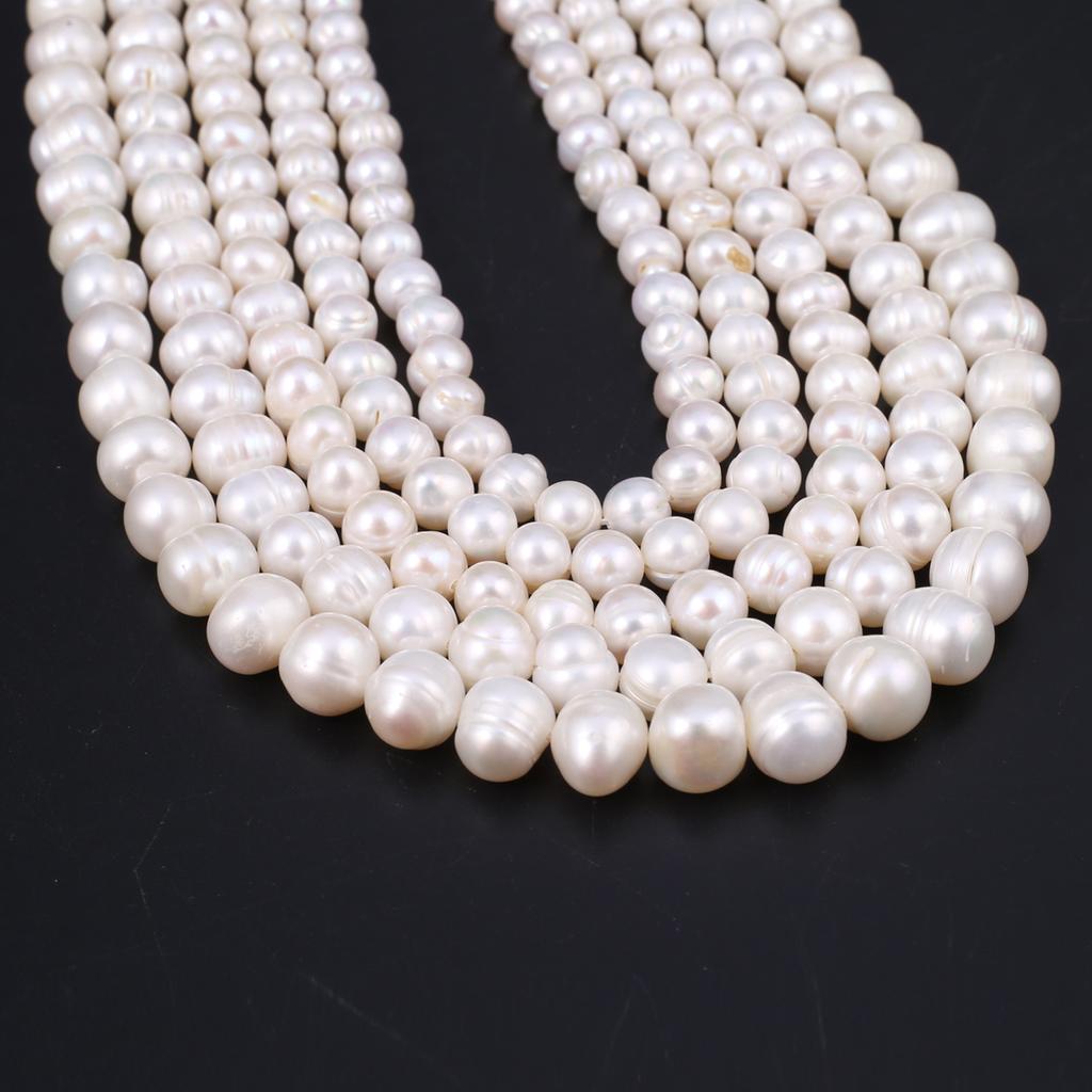 Boho Handmade Near-round Pearl AA White Natural Freshwater Pearls Beads for Jewelry Making DIY Necklace Accessories, Mother's Day Crafts 36cm