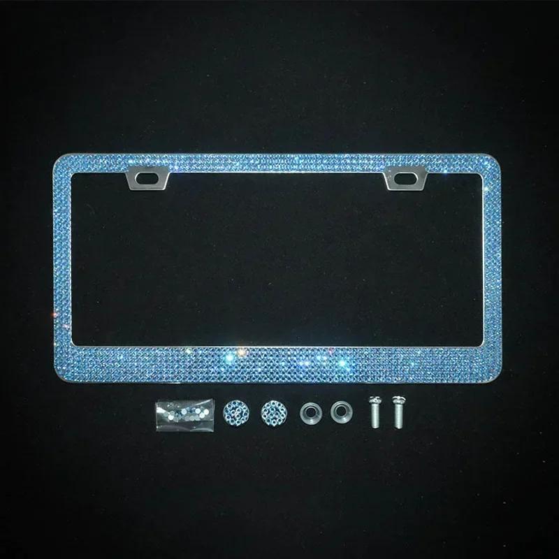 

1/2pcsCar Bling Crystal License Plate Frame Women Rhinestone License Plate Frame Cover Holder Car Accessories 31*16cm
