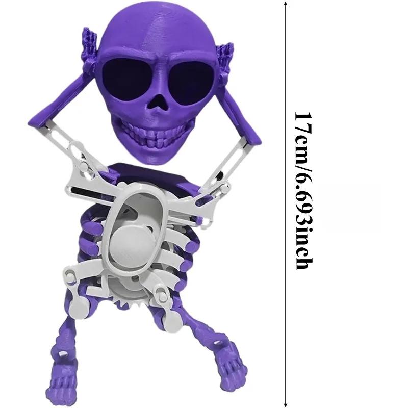 Giocattolo Scheletro Danzante a Carica Bambini Piccoli Mini da Scrivania Stampa 3D Bambola Teschio Oscillante Giocattolo a Molla Regalo di Compleanno Divertente