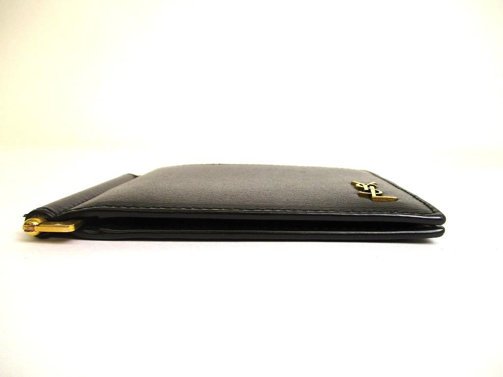 Authentic Saint Laurent Paris Black Leather Gold H/W Bifold Bill Wallet #a850  Refurbished