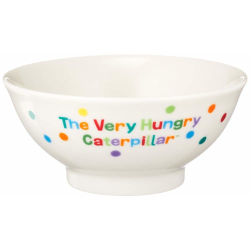 Ippinsha Children's Rice Bowl, 10.5cm Diameter, Made in Japan, Microwave and Dishwasher Safe, White, "The Very Hungry Caterpillar" Design, 807111