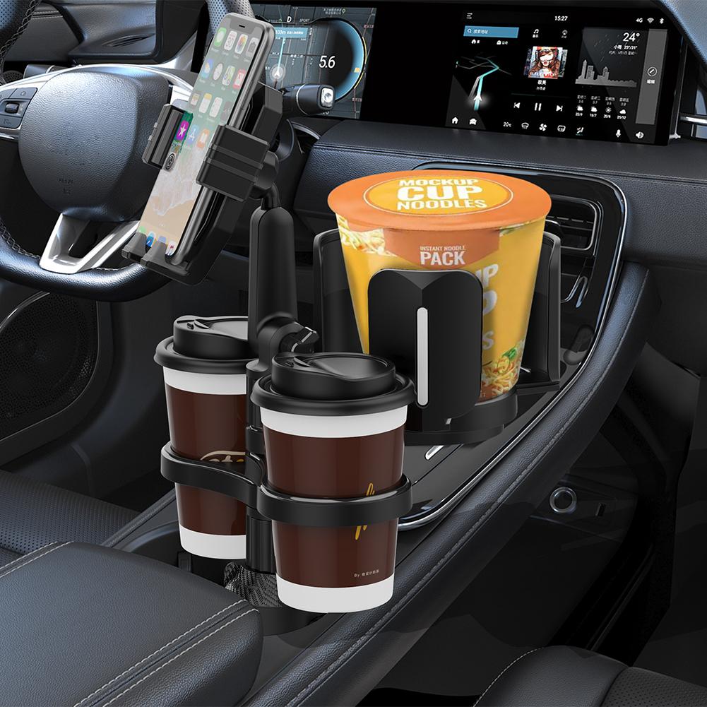 4 In 1 Car Cup Holder Expander Multifunctional Adjustable Plastic Water Cup Holder 360 Rotating Mobile Phone Holder Auto Styling