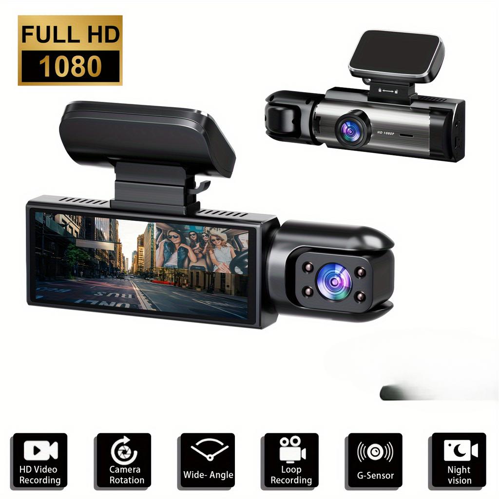 1080P Dual Camera Dash Cam For Cars With IR Night Vision, Loop Recording, And Wide Angle Lens-3.16 Inch IPS Screen, 32GB Card Optional.