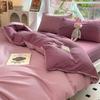 BULUNO Ins Washed Solid Color 4-Piece Bedding Set