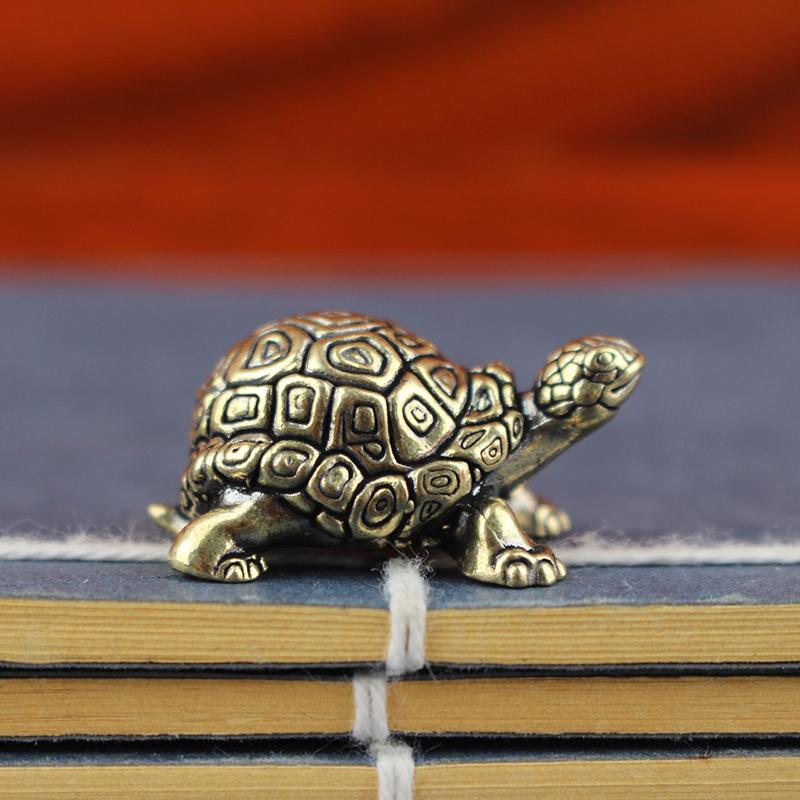 Messing Schildkrötenfigur - Langlebigkeit Geld Schildkröte Ornament, Teetier, Home Office Schreibtisch Dekor, Chinesischer Stil Geschenk für Sammler