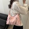 Retro Large Capacity Soft Leather Tote Bag With Knot Casual Double Shoulder Bag Trendy Sle Women'S Handbag