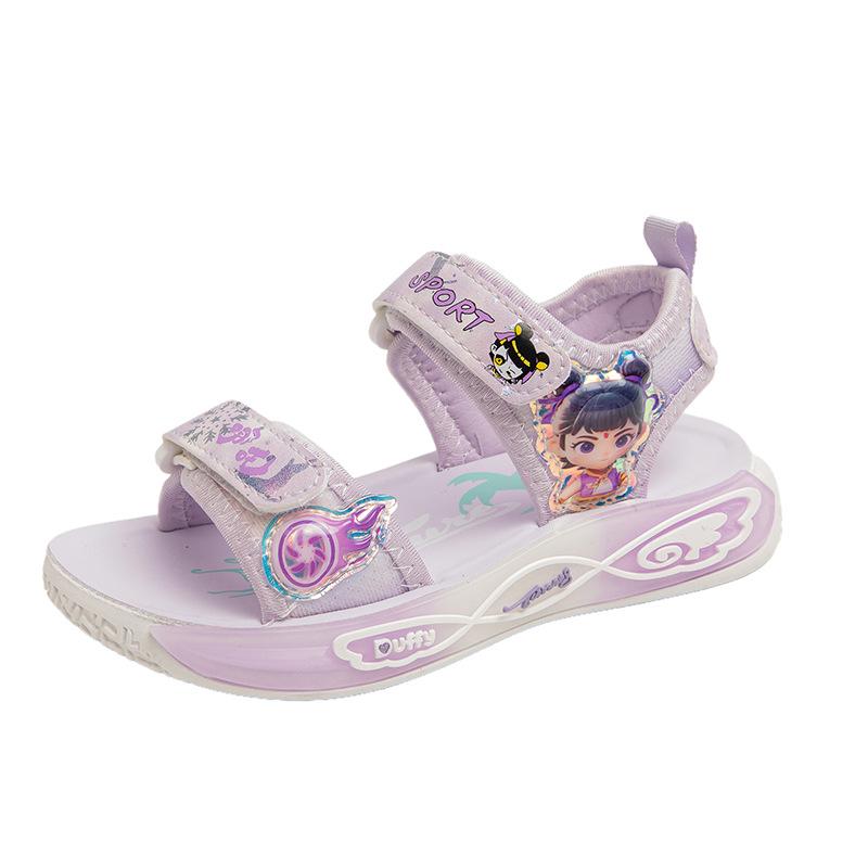 Girls cartoon sandals summer 2025 new girls foreign princess shoes children's shoes soft-soled sports beach shoes