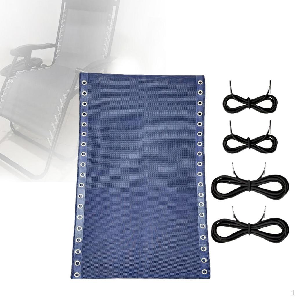 Chair Replacement Fabric 160x43 cm Folding Lounge Repair Cloth with Cords Kit