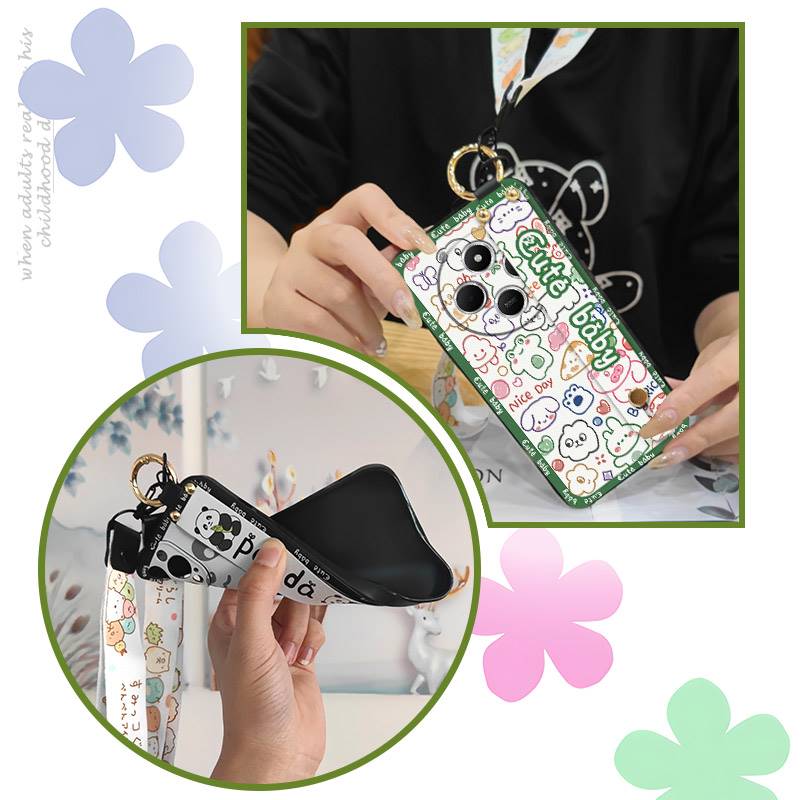 Wristband Back Cover Phone Case For Redmi A4 5G Shockproof Protective Waterproof Soft Case Kickstand Anti-knock Cute