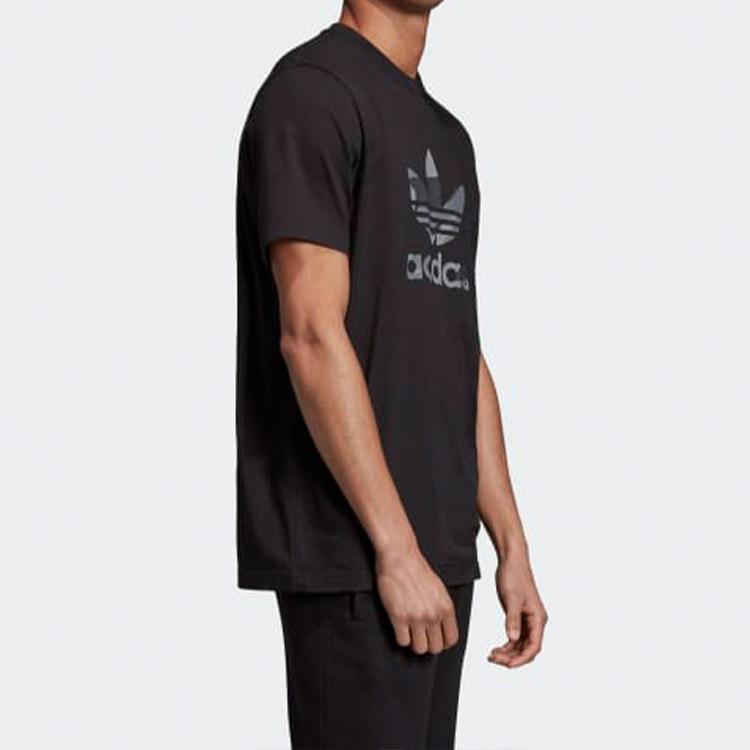 Adidas Clover Logo Print Short Sleeve T-Shirt Men Tops Black ED6959