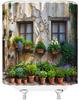 Italian Street Shower Curtain European Garden Greece Scene Tuscany Floral Landscape Vintage Brown Green Bathroom Home Curtain