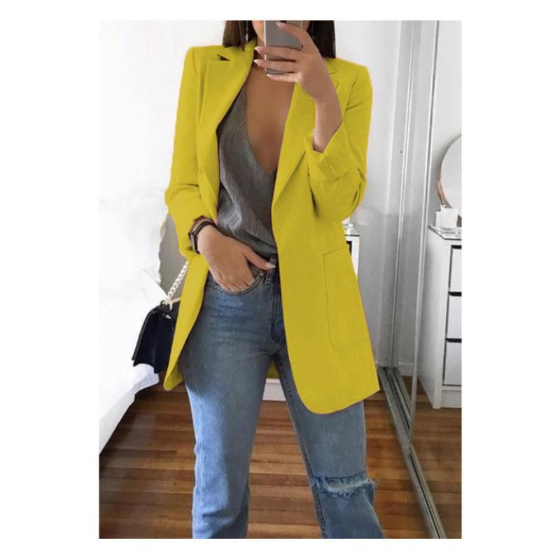 Neuer einfarbiger Anzugkragen Slim Cardigan Temperament Blazer Damenbekleidung