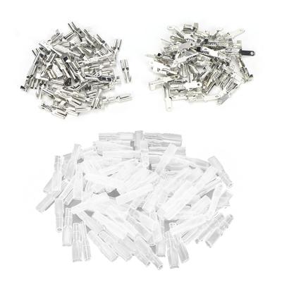 Spade Crimp Terminals Female Male 50PcsEach with 100Pcs Insulating Sleeves 2.8mm Silver