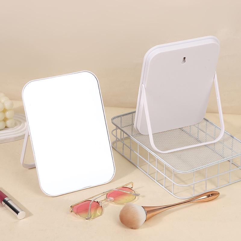 Portable Rectangular Wall-Mounted Makeup Mirror with Stand for Dorm Rooms