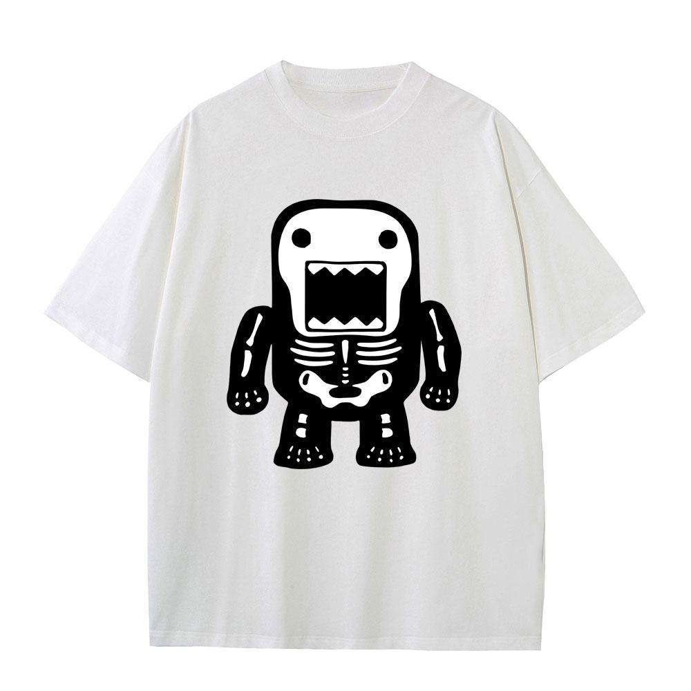 Domo Kun Skeleton Funny Meme Print T Shirts Unisexs Women Gothic Metal Rock Style Tshirt Unisex Punk Pure Cotton Oversized Tshirts