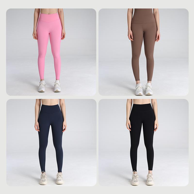 European and American high-waisted peach hip-lifting yoga pants for women without embarrassment line tight fitness trousers sports nine-point pants