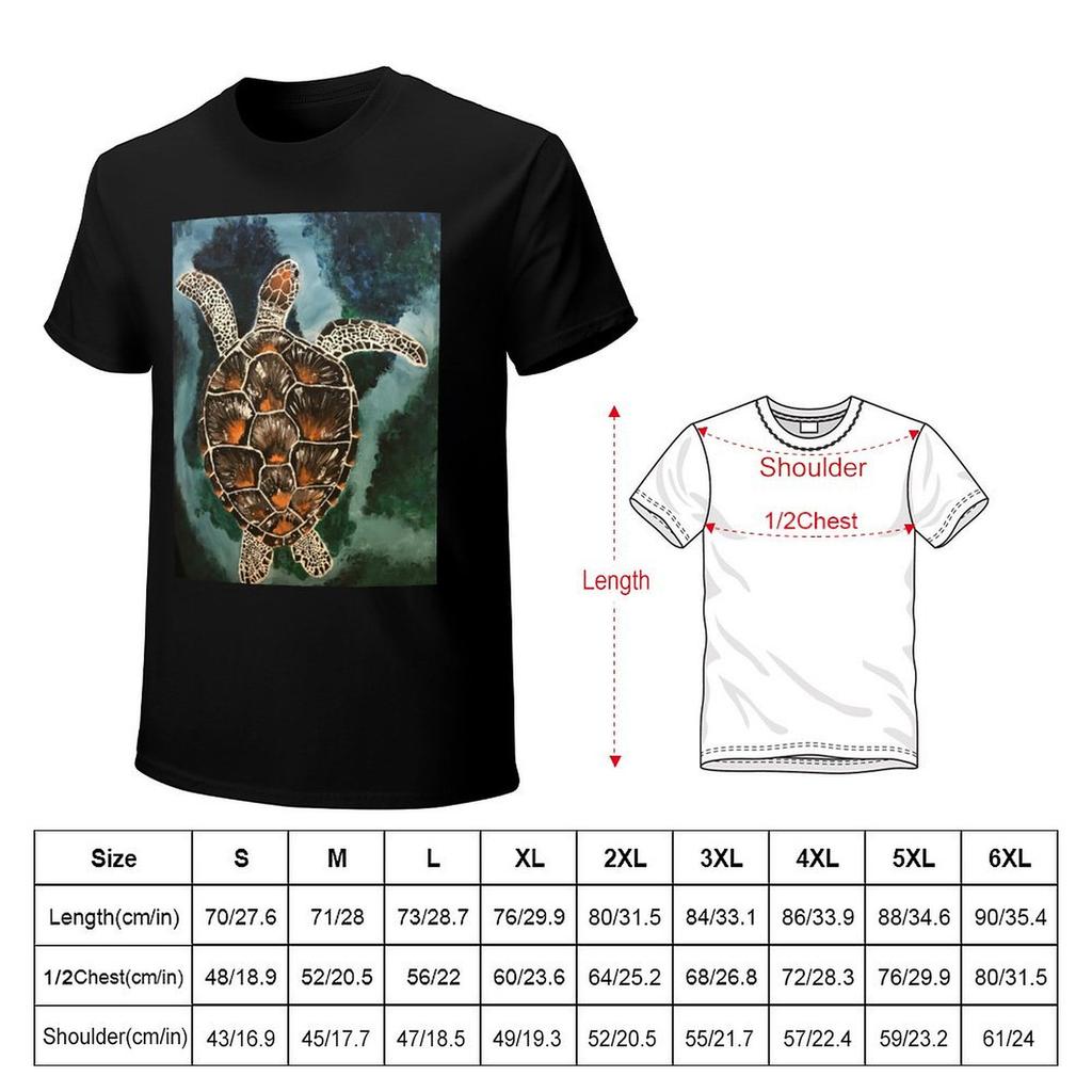 Sea Turtle Painting TShirt oversizeds Tshirts man cotton graphic tees custom t shirt mens t shirts top quality