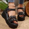 Fashion Fashion Star Buckle Platform Sandals for Women Chain Decor Gothic Summer Shoes Woman Thick Bottom Wedge Heel Gladiator Sandals