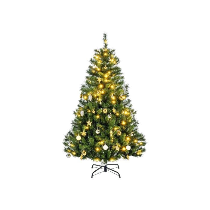 HOMCOM Sapin De Noël Artificiel, Décorations Incluses 95 Cm X 95 Cm X 150 Cm, Vert