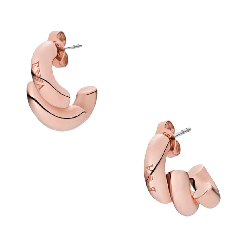 Emporio Armani Spiral Design Stainless Steel Earrings Women earrings Rose-Gold EGS2884221 Basic Packaging-Box,F,Rose Gold