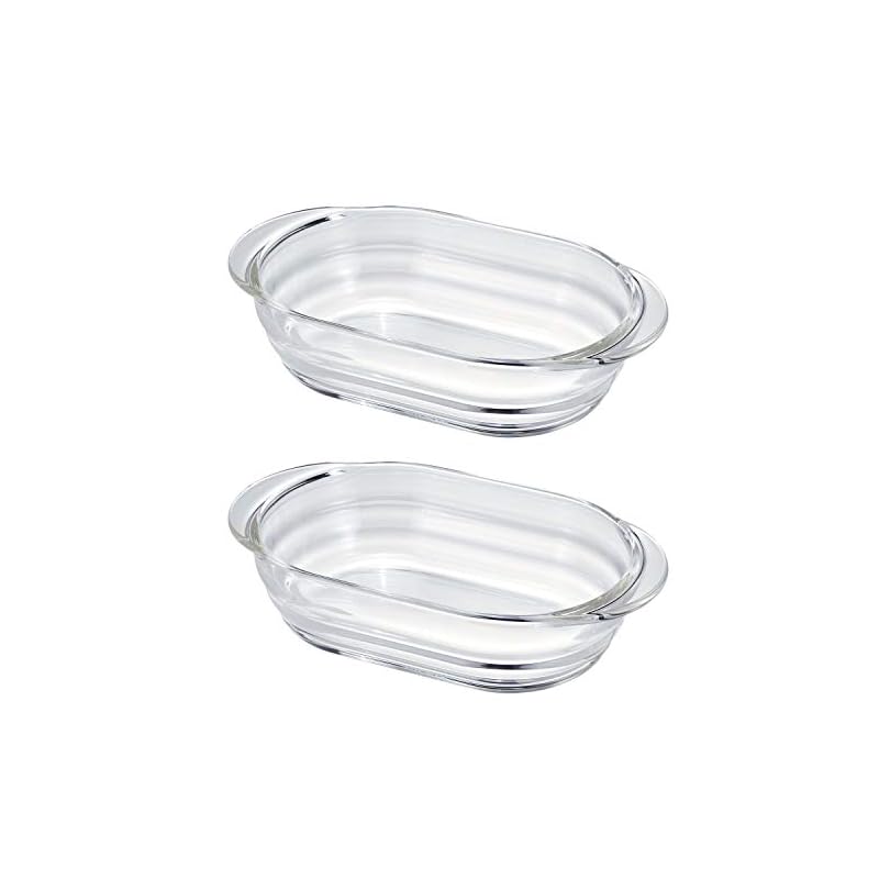 HARIO Heat-Resistant Glass Gratin Dish, Set of 2, Made in Japan, HGZO-1812