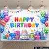 2D Rainbow Happy Birthday Photography Backdrop, Balloon & Gift Box Background