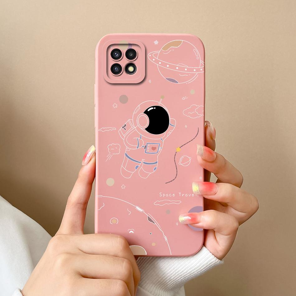 Cases For Samsung A22 5G 4G A22S Cute Soft Liquid Silicone Camera Protector Back Cover For Galaxy A22 A 22 A 22S Coque Bumper
