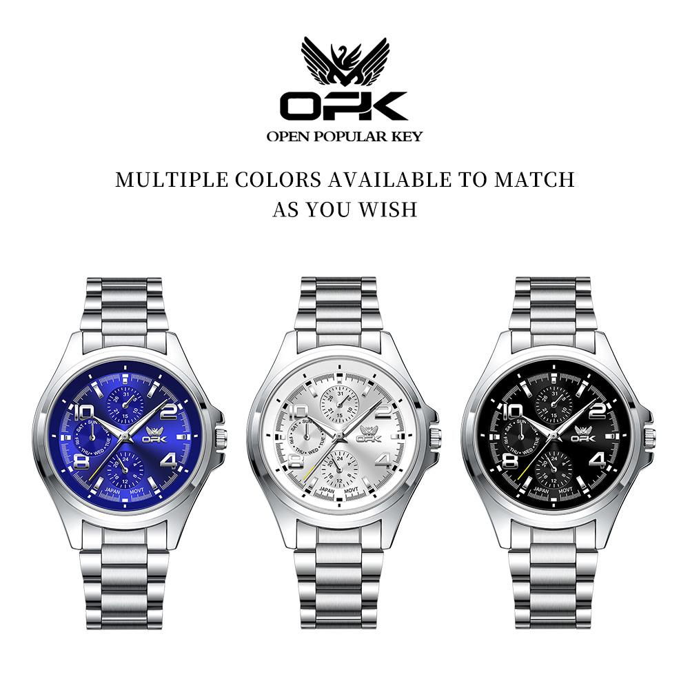 OPK 6017 Classic Mens Watch Original Quartz Movement Round Chronograph Dial Watch For Man Unique Waterproof Luminous Watch