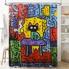 Brightly Colored Graffiti Shower Curtain Featuring Abstract Cat Design Modern Bathroom Decor For Home Bath Remodels
