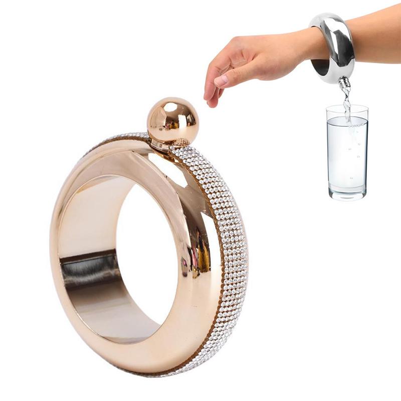 1 Stück 3,5 oz Trinkzubehör für Whiskey Wodka Alkohol Rund Schick Flachmann Armband Elegant Weinflasche Armreif Flachmann