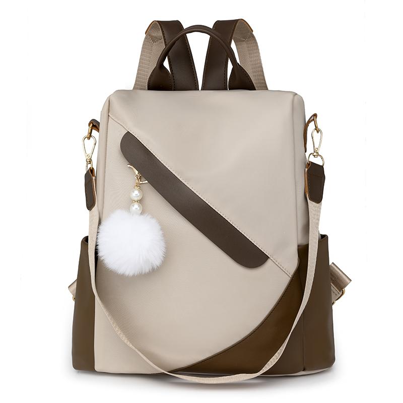 New Waterproof Nyl Women Backpack Female Travel Bag Backpacks Schoolbag for Teenage Girls Solid Color Bookbag Mochila Bookbag бежевый