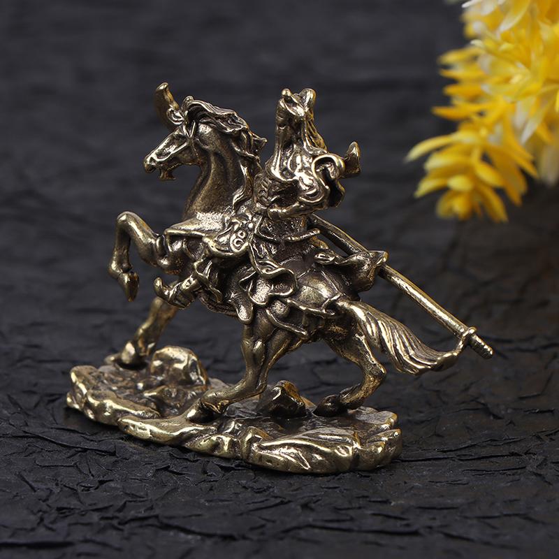 

Латунная статуя Бога Богатства, езда на лошади, статуя Гуань Гун, аксессуары для украшения дома