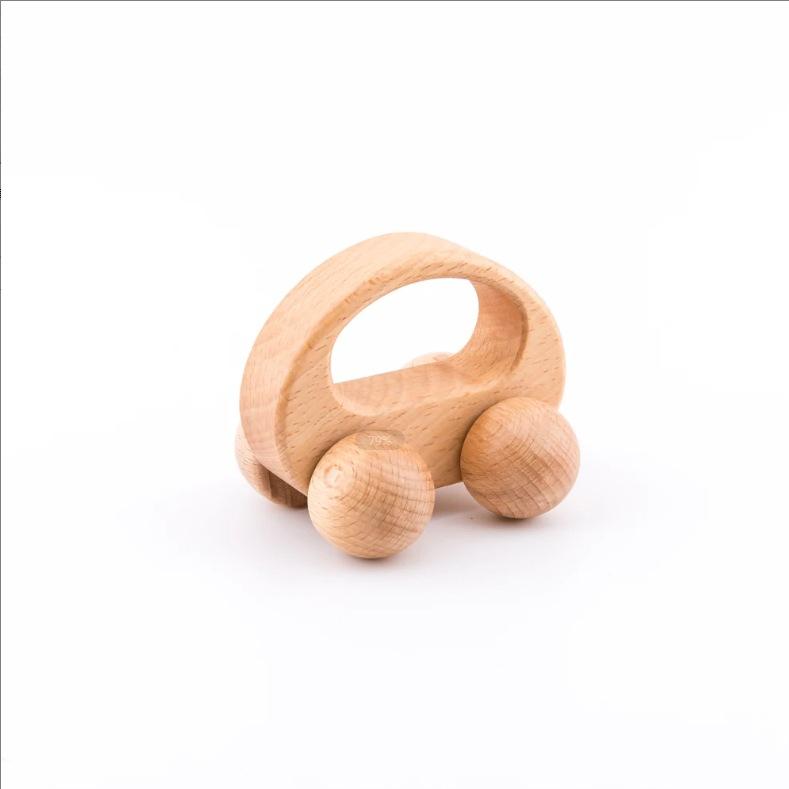 Walnut Wood Mini Colorful Car, Children Early Education Educational Wooden Building Block Toy, Infant Toddler Push Cart