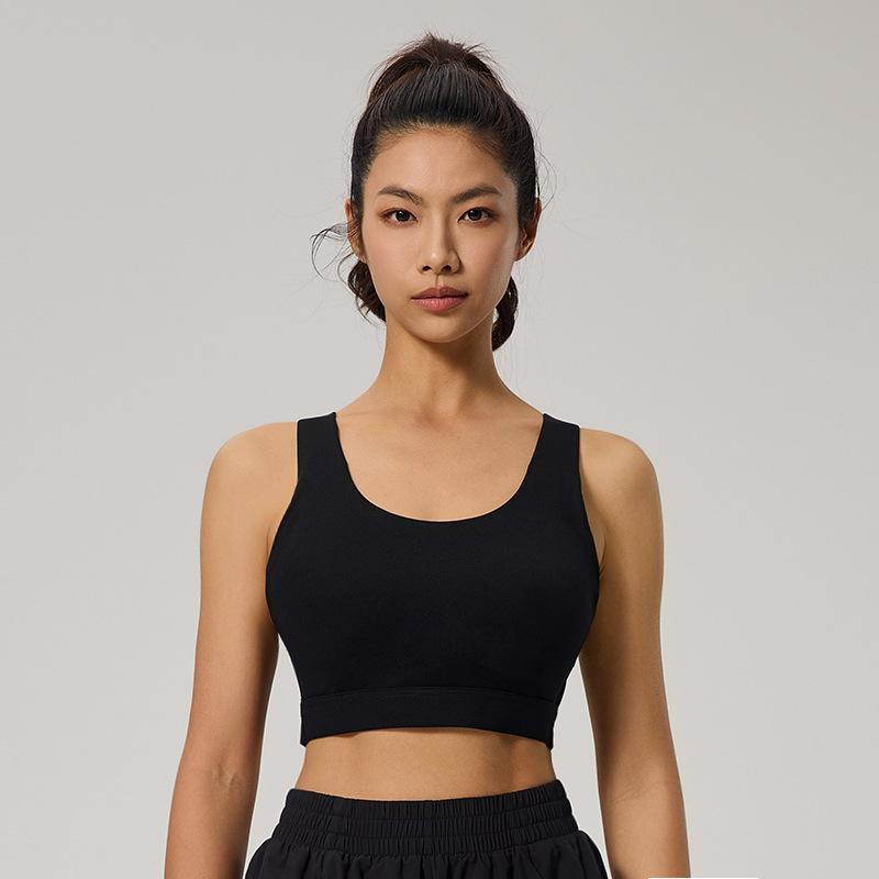 Summer nude high-intensity sports underwear integrated with chest pads gathered seamless back buckle composite yoga bra