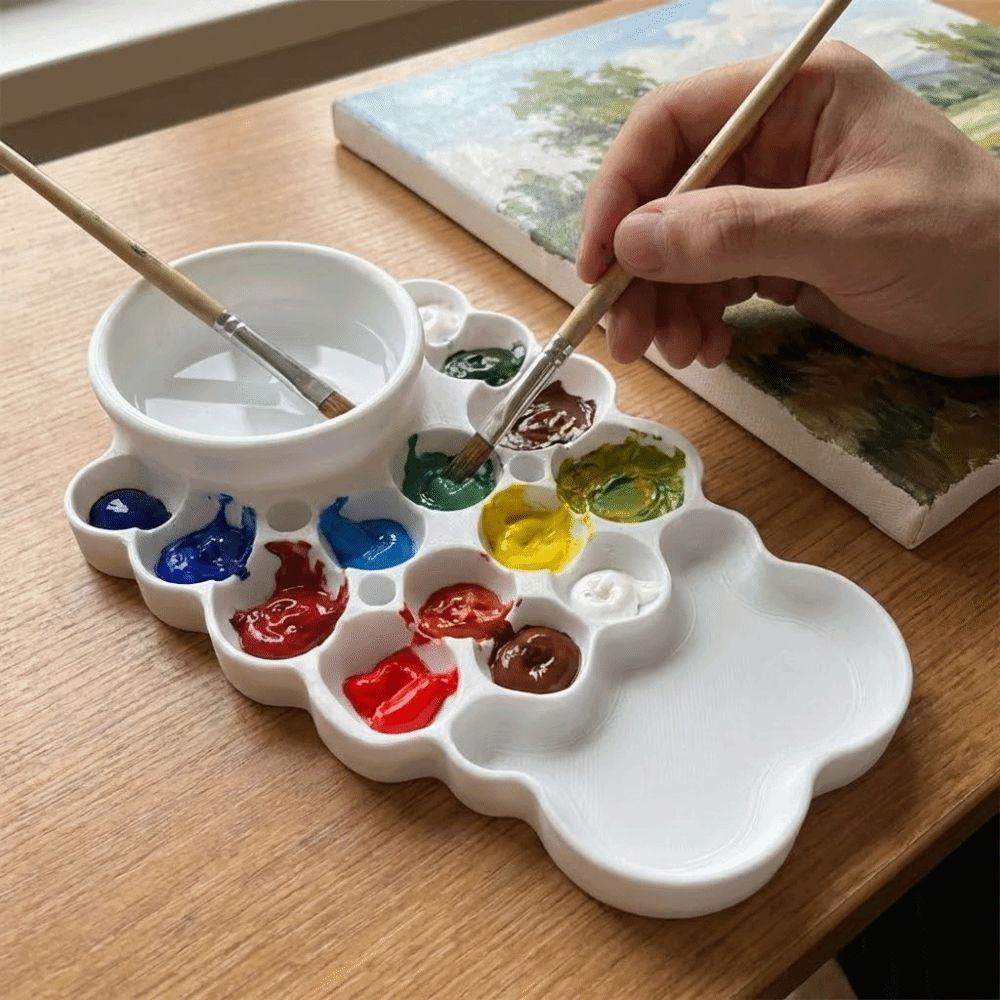 Multiple Compartments Painting Palette Reusable Paint Pigment Tray Color Mixing Pallet  Student