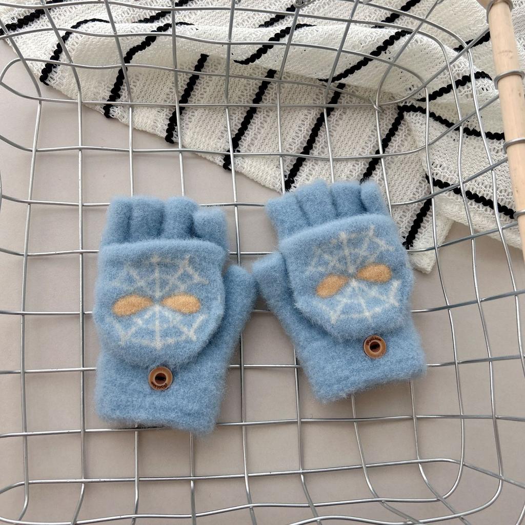 2-7 years old, children's cartoon gloves, winter warm boys and girls write five-finger Spider-Man flip-top knitted gloves