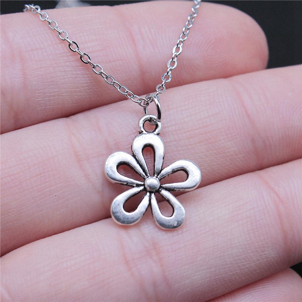 Tree of Life Plant Growth Pendant Antique Silver Metal Girls Choker Necklace Trendy Boho Gift