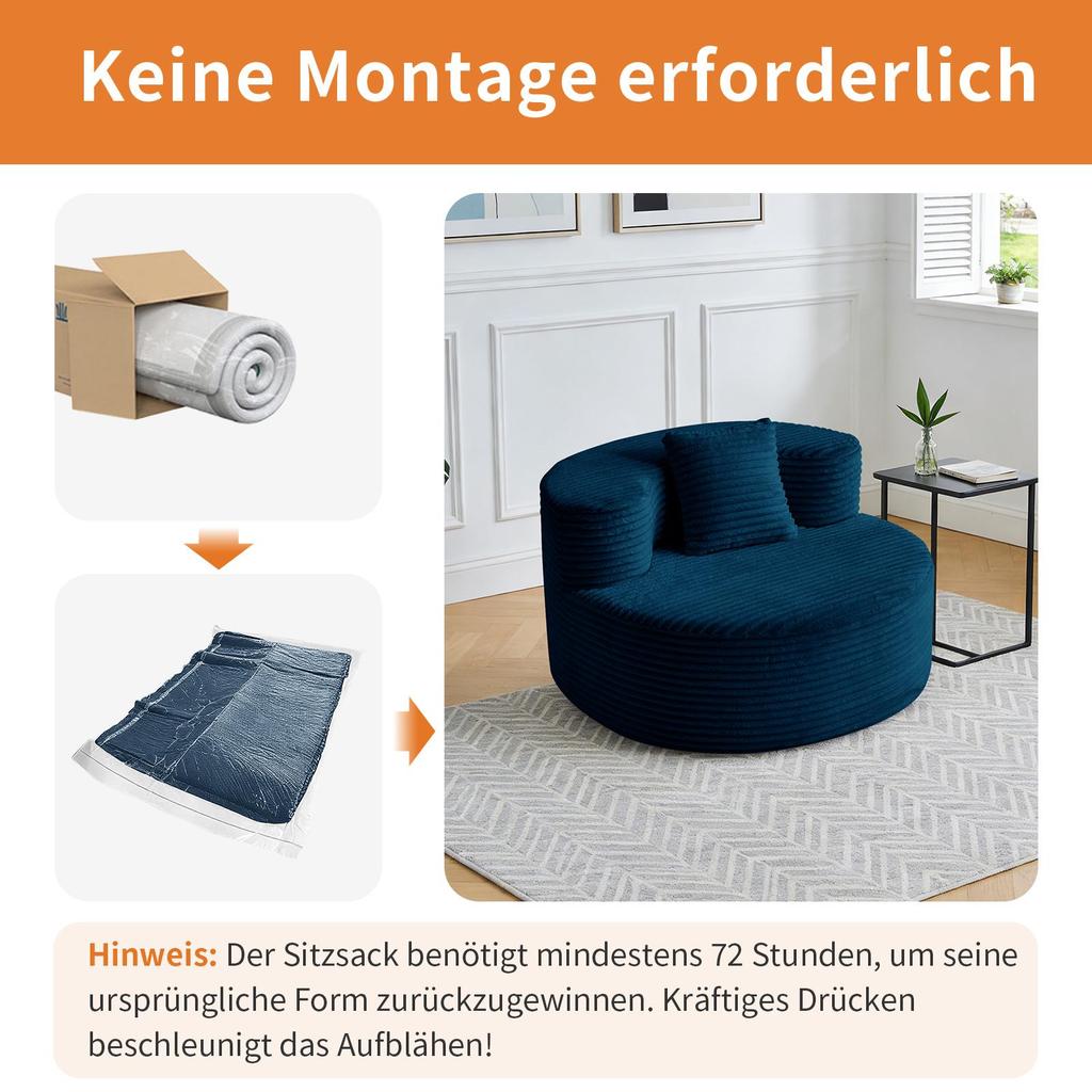 Ultra-soft Single Sofa with Backrest, High-resilience Foam.