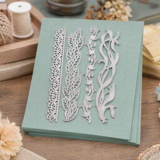 4PCS Cutter Mold, Flowers Plants And Vines Shape Cutting Dies, Sharp Carbon Steel Cut Stencils, for Scrapbooking And Card Making