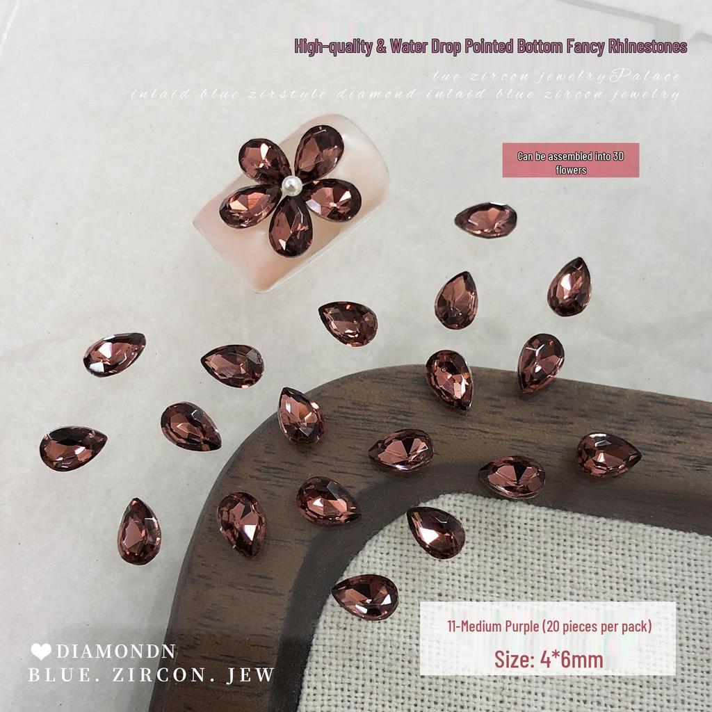Peony Rhinestone Nail Art: Sparkling Crystal Five-Petal Flower Press-On Decorations