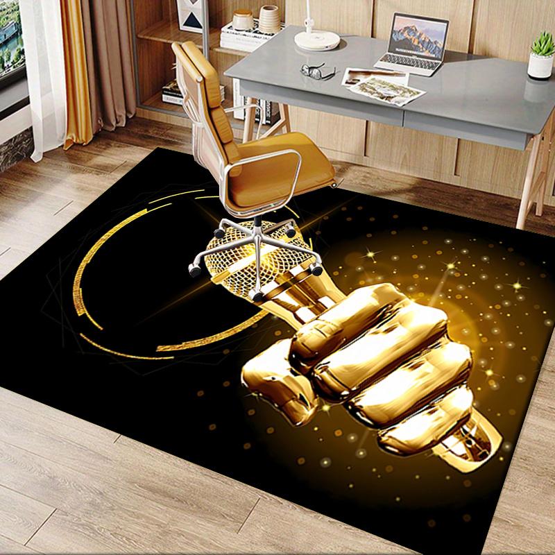 Golden Microphone Chair Mat Office Carpet, Oversized Rug for Home Decor, Sofa Mat, Desk Pad Gift, Suitable for Bedroom, Living Room, Various Rooms