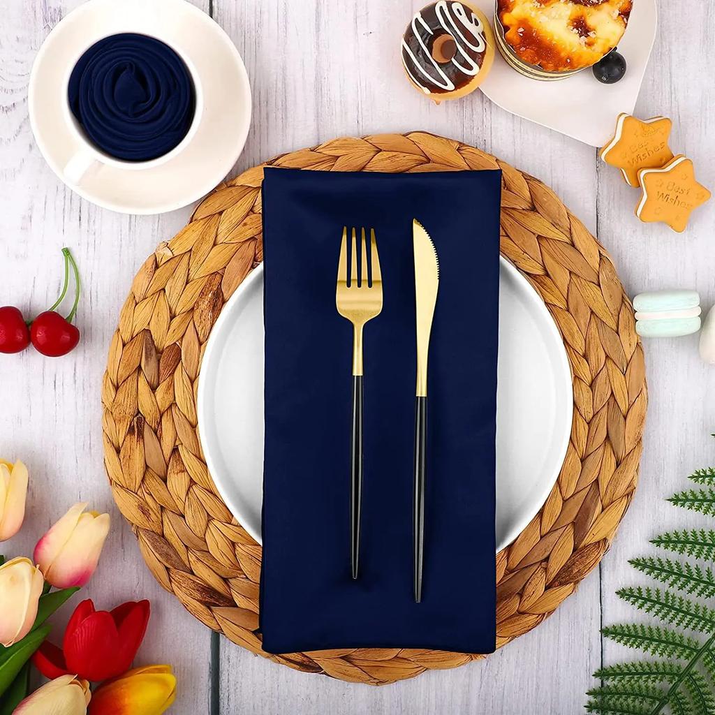 10pcs Satin Napkin 43cm*43cm Serving Table Decor Dinner Towel for Wedding Party Home Hotel Christmas Decor Table Napkins Green