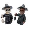Gothic Skeleton Figurine, Small Resin Skull Statue, Day of The Dead Halloween Decoration for Shelf, Desktop, Office Home Decor