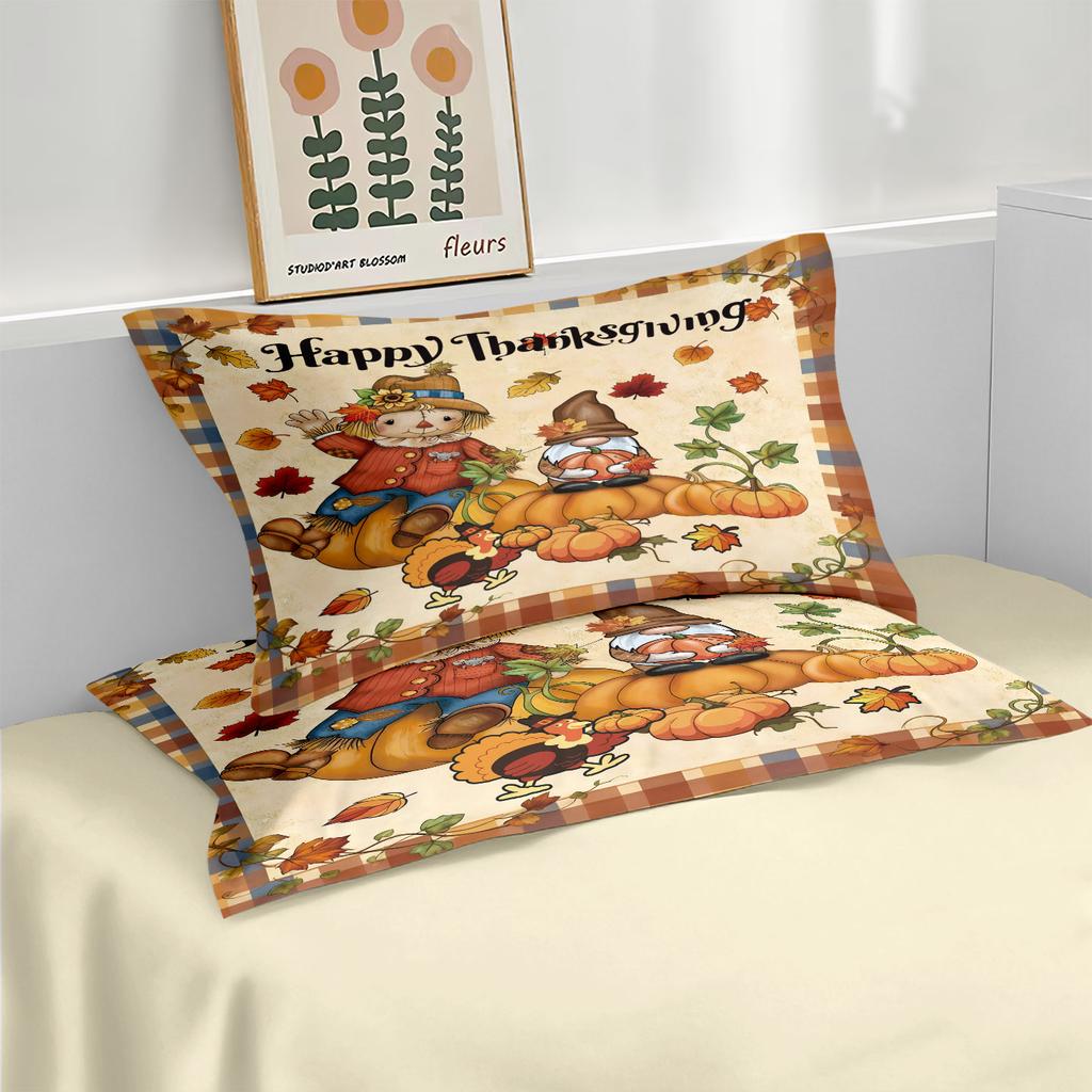 3pcs Thanksgiving Autumn Harvest Pumpkin Printed coreless Bedding Set Multi Size Bedrooms Dormitory Comfortable Machine Washable