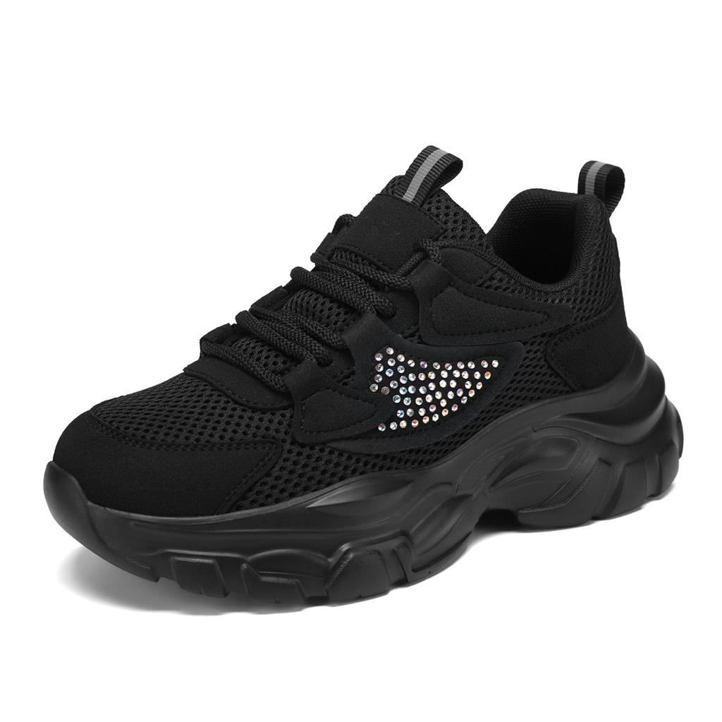 2025 Summer Mesh Sports Dad Shoes Women's Thick Soles Increase Ins Popular Fashion Versatile Breathable Soft Soles Single Shoes