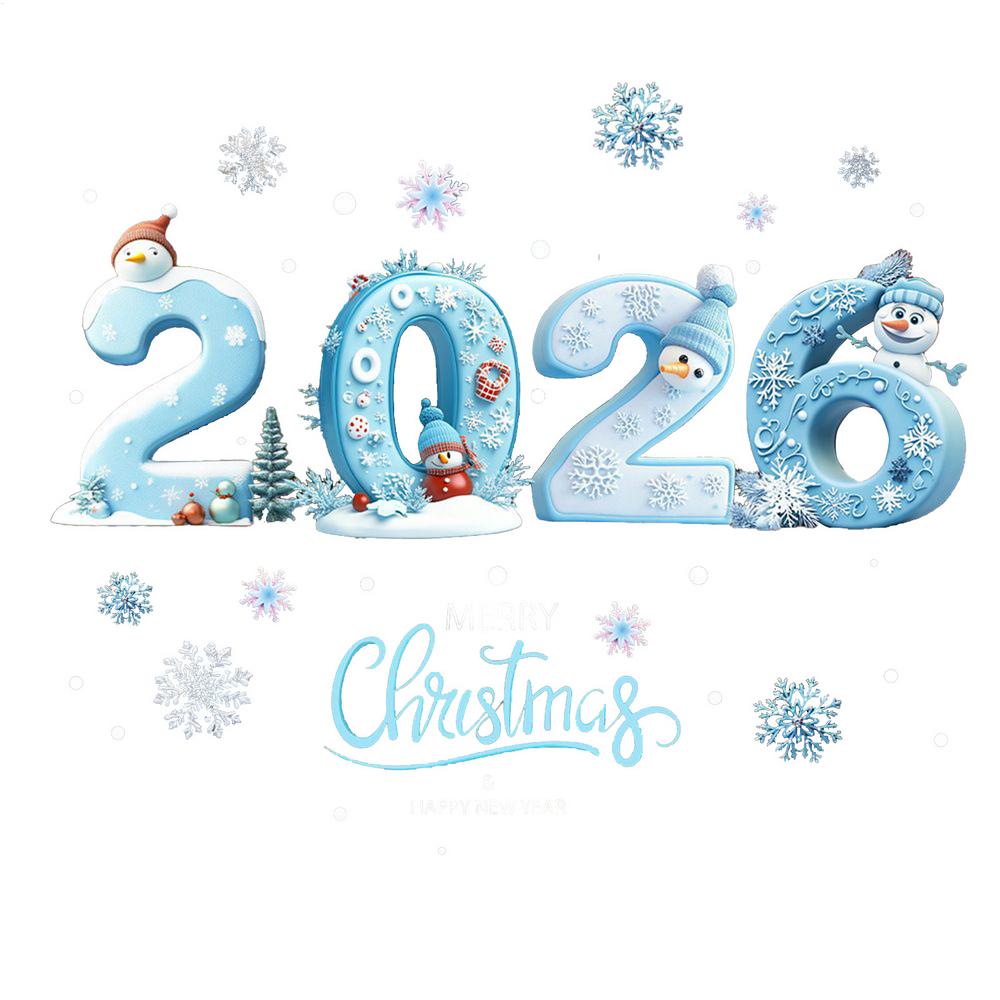 

Зимние наклейки на окна Снежинка Снеговик 2026 С Рождеством Многоразовые статические наклейки на окна для дома Внутренняя стеклянная дверь синий