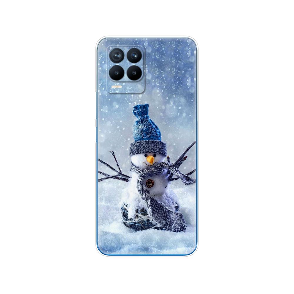 Für Realme 8 Hülle 6,4 Zoll Rückseitige Telefonabdeckung Für Realme 8 Pro OPPO Realme8 4G RMX3085 Stoßstange Winter Weihnachten Schnee Baum Neujahr
