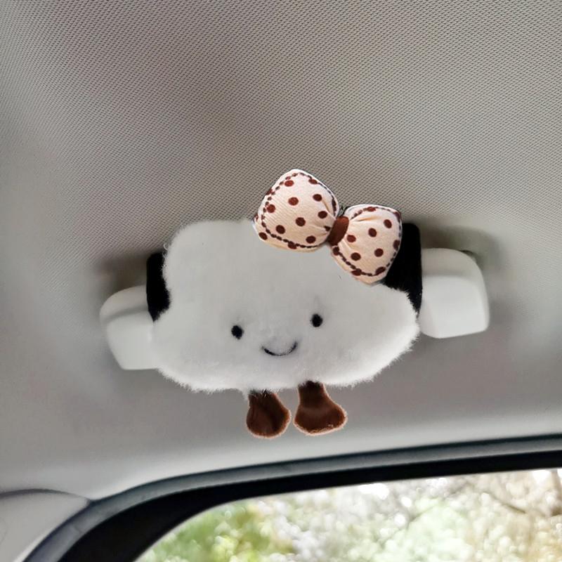 Cute Cartoon Bow Cloud Car Interior Door Handle Cover Universal Plush Handbrake Case Protector Auto Roof Holder Protection
