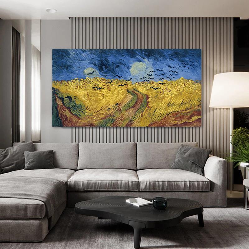 Van Gogh Weizenfeld mit Krähen, weltberühmte Gemälde-Reproduktionen an der Wand, Kunst, Leinwanddrucke, Landschaftsbild, Cuadros Decor